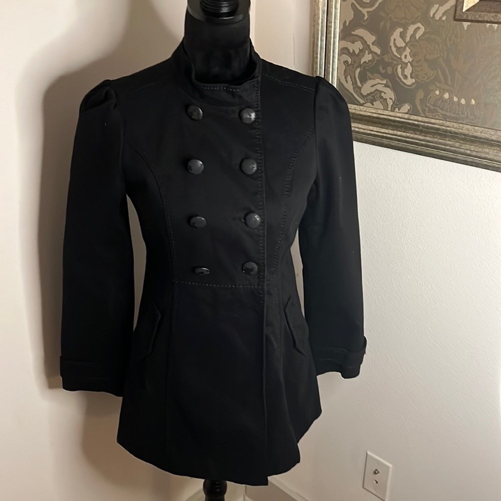 Divided H&M black double breasted trench coat‎ blazer Sz 6